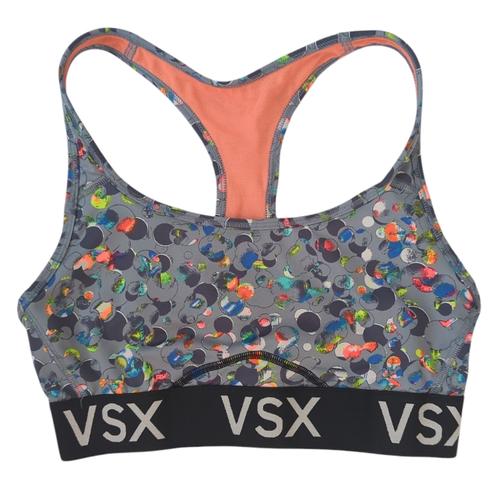 Victoria's Secret VSX Racerback Sports Bra SMALL Gray Coral